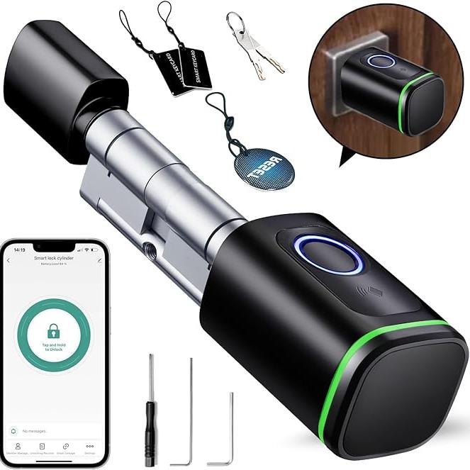Yala inteligenta cu maner rotund, Zola, deschidere cu amprenta, cod PIN, card, cheie, telefon, 16.3-18.5 x 42 cm Yala inteligenta cu maner rotund, Zola, deschidere cu amprenta, cod PIN, card, cheie, telefon, 16.3-18.5 x 42 cm